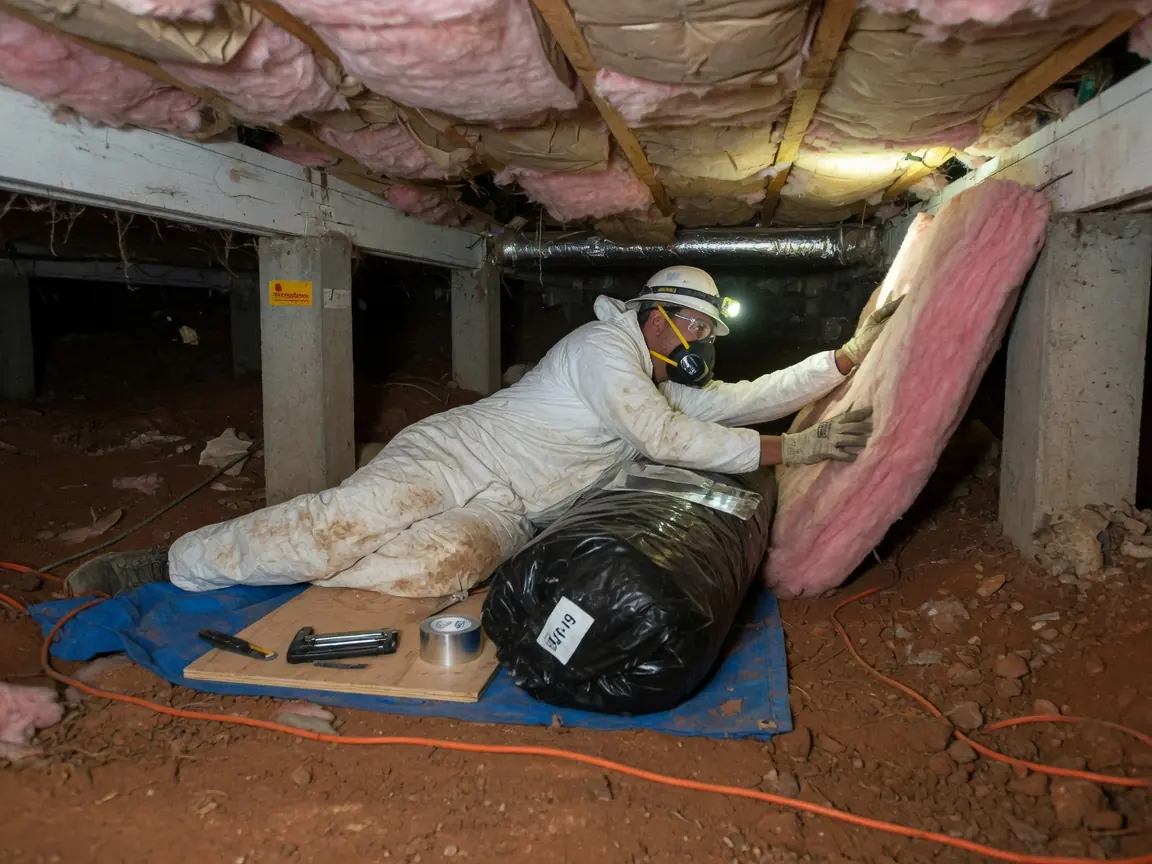 Closed-cell spray foam crawl space insulation on foundation walls in Tulsa, OK