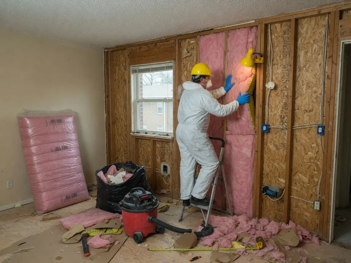 Open-cell spray foam wall insulation in open stud cavities in Tulsa, OK